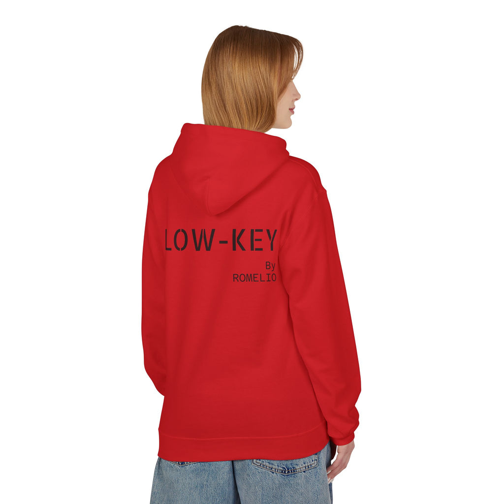 Low-Key Hoodie by Romelio – Minimalist Back Logo Fleece Pullover