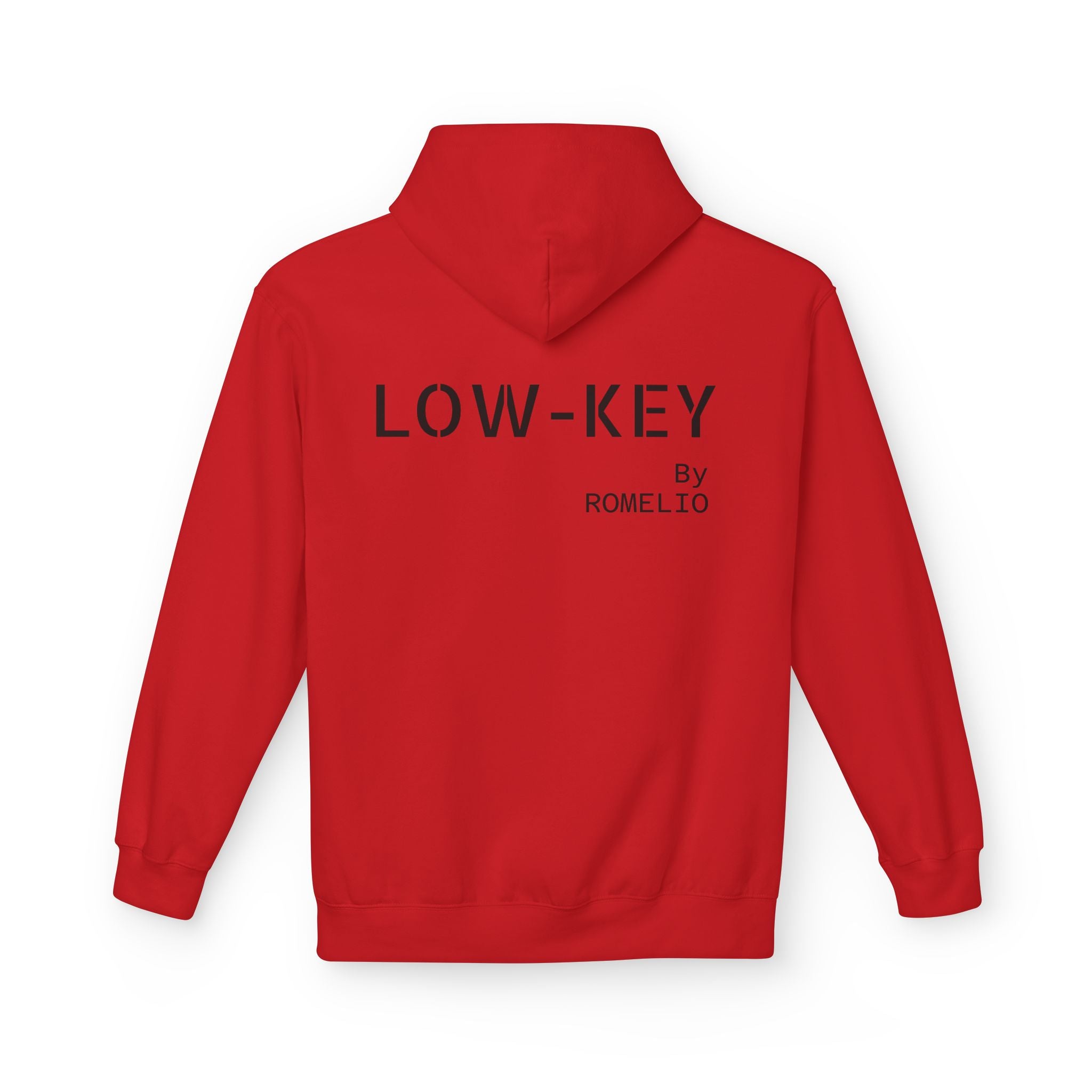 Low-Key Hoodie by Romelio – Minimalist Back Logo Fleece Pullover