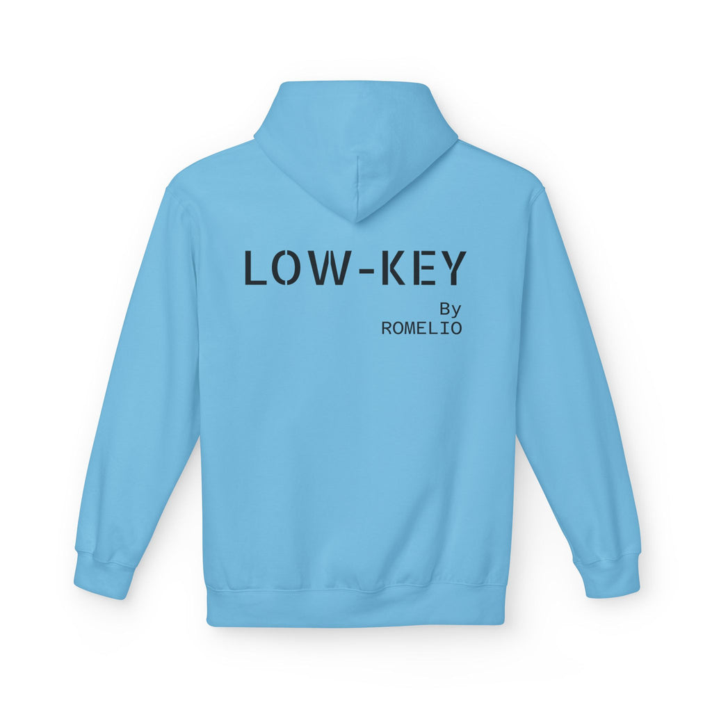 Low-Key Hoodie by Romelio – Minimalist Back Logo Fleece Pullover