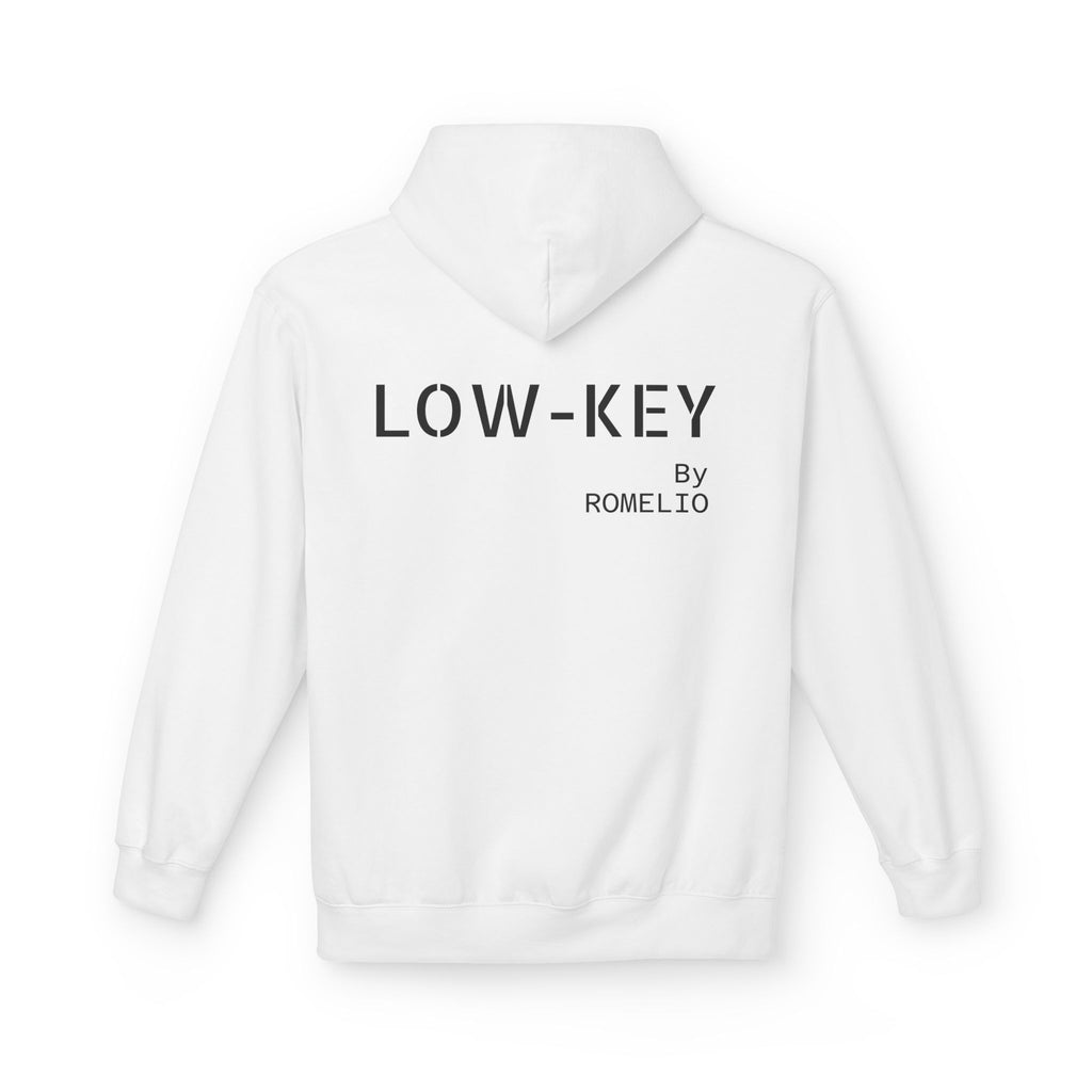Low-Key Hoodie by Romelio – Minimalist Back Logo Fleece Pullover